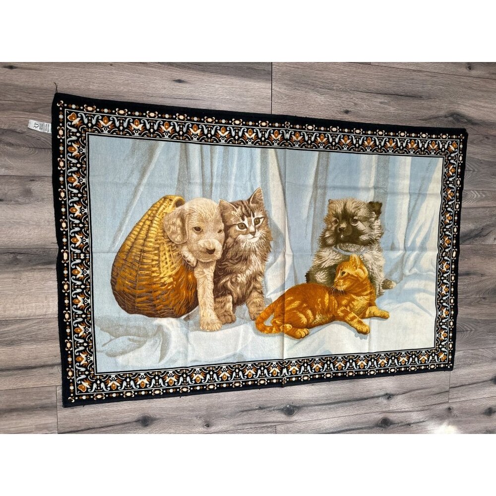 RT Co. Pet-Themed Woven Tapestry Cotton - Made In Turkey - Adorable Cat & Dog De